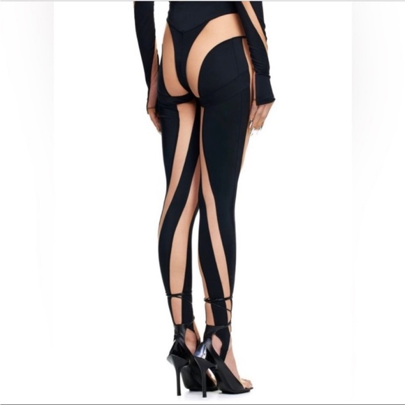 NWT MUGLER & H&M Limited Edition Beige Spiral Leggings, size 14 - Picture 2 of 5